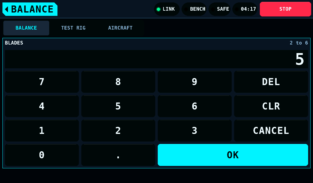 The blade count's keypad, 5 typed