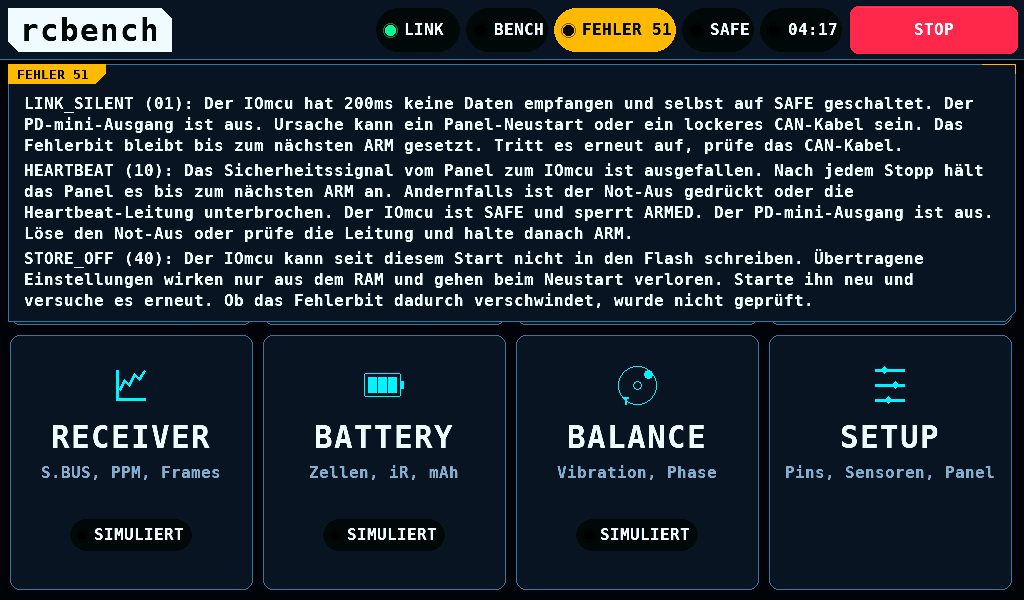 Der Kasten von FEHLER mit drei gesetzten Bits