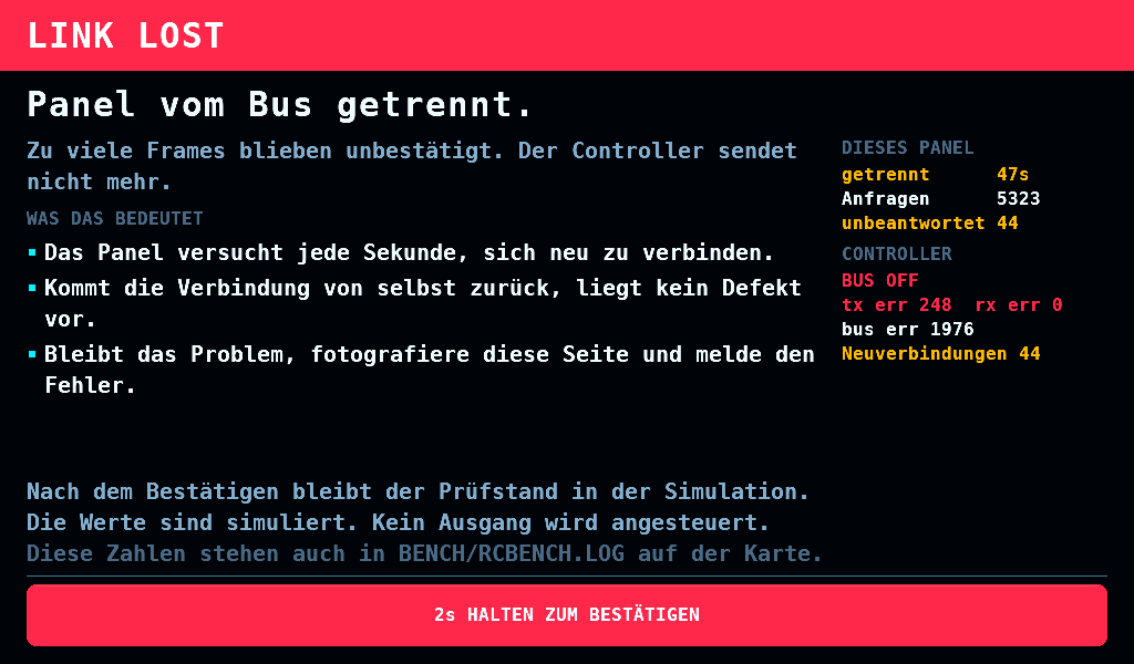 Panel vom Bus getrennt.
