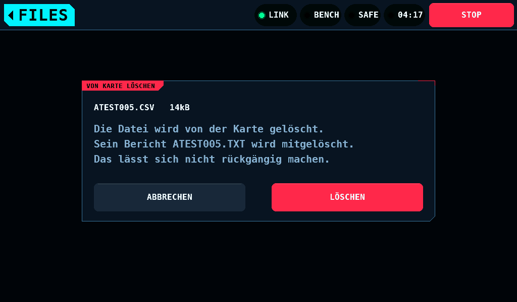 Die Rückfrage zu LÖSCHEN