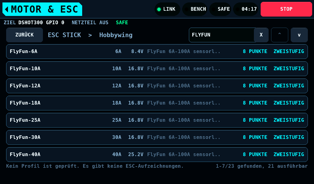 Eine angewendete Suche, die Modelle von Hobbywing