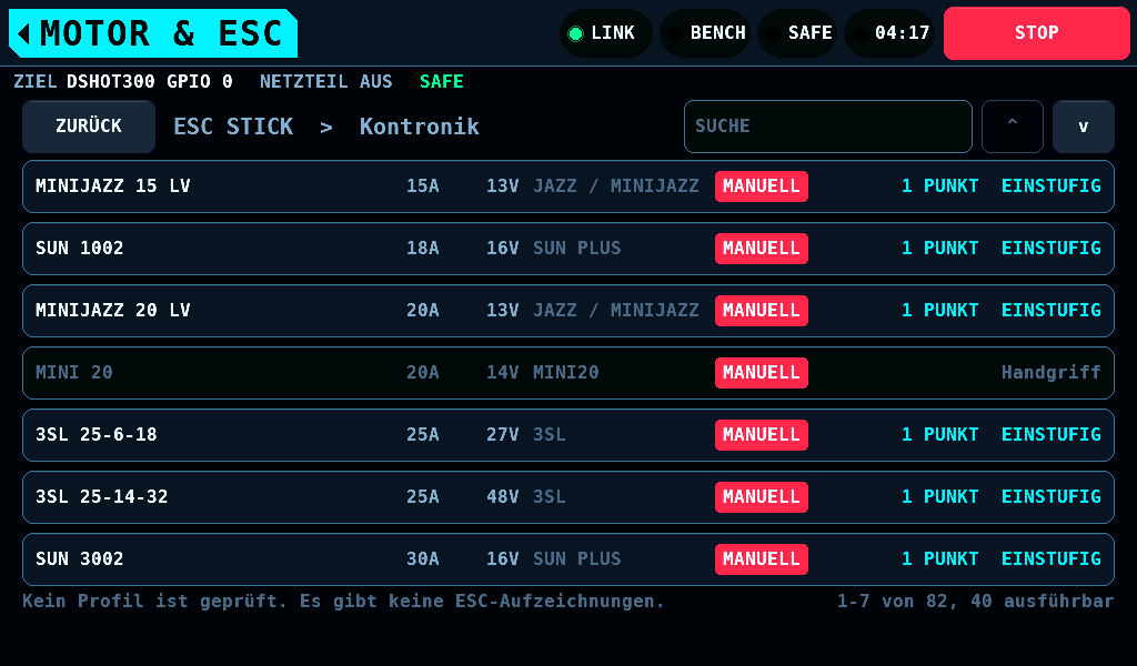 Die Modelle von Kontronik, markiert mit MANUELL