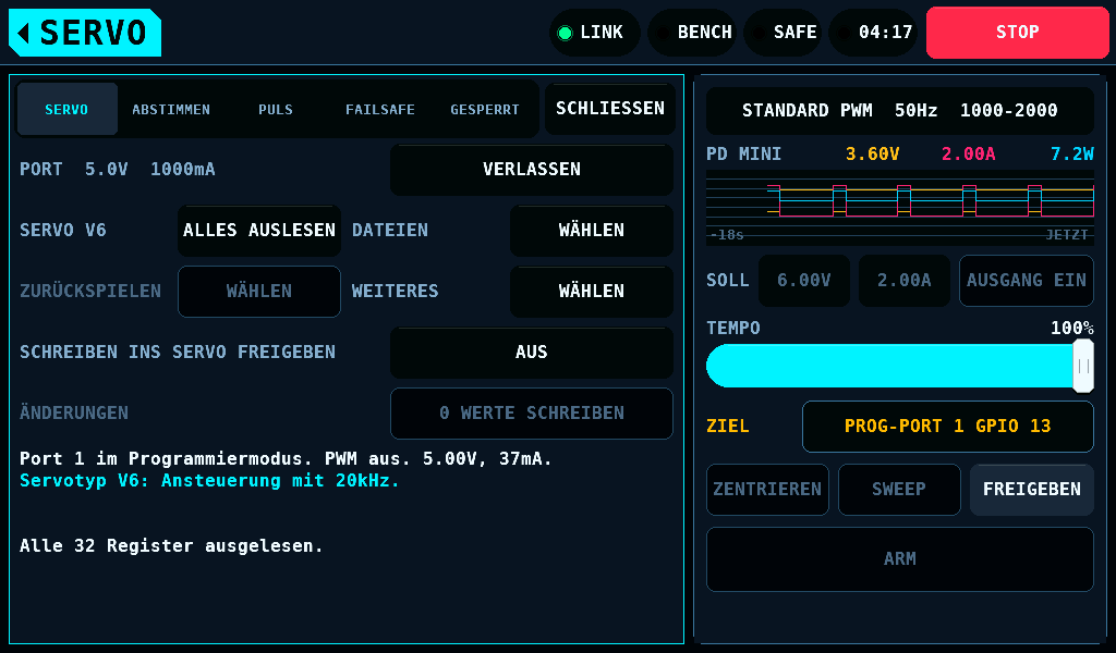 Die Versorgung im Programmiermodus