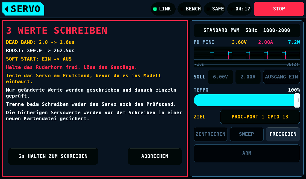 Die Seite zum Schreiben