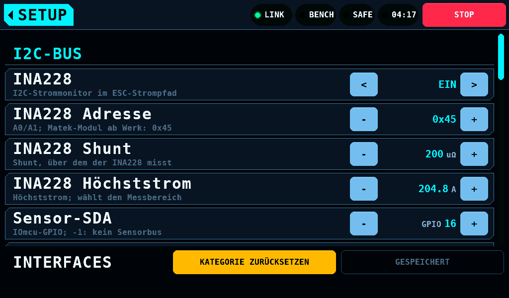 Die Zeilen des INA228