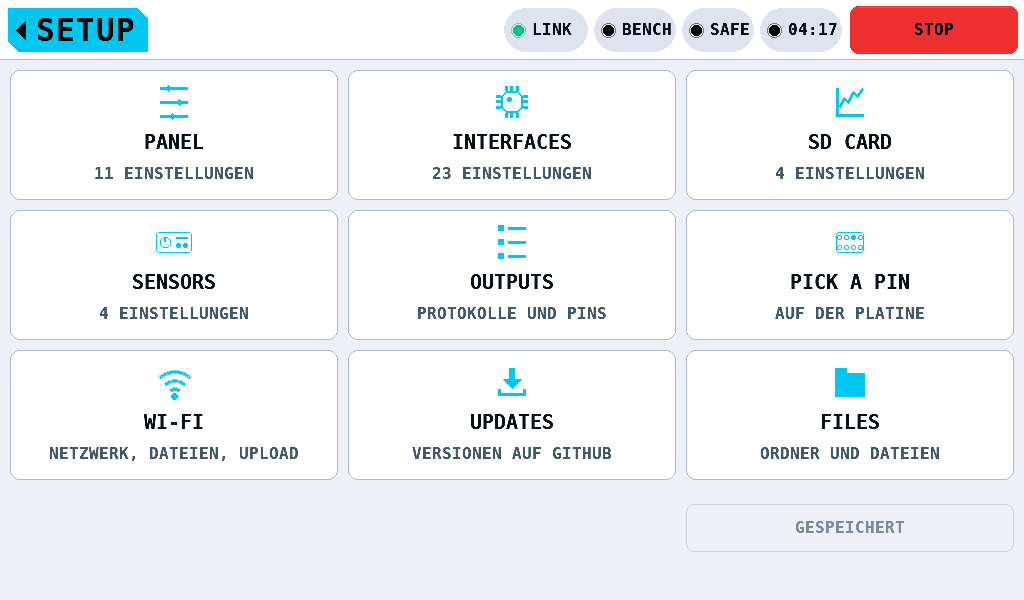SETUP im hellen Design