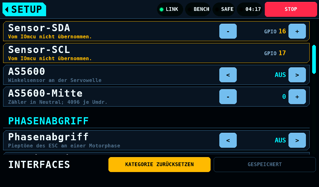 Zeilen, die der IOmcu nicht übernommen hat