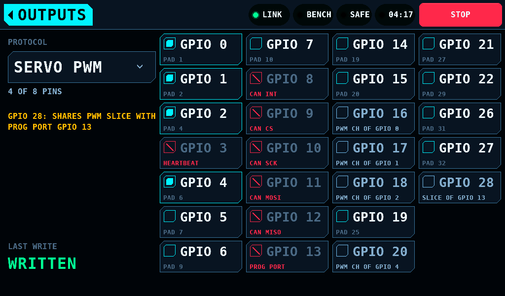 GPIO 13 held by the programming port