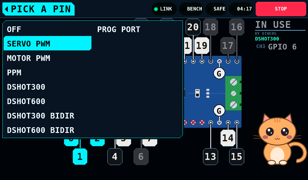 The protocol list over the board