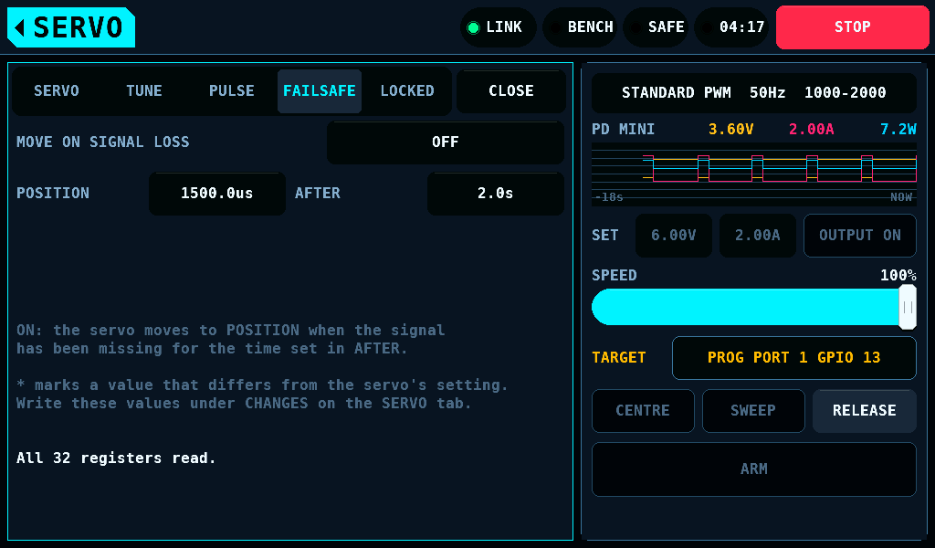 The FAILSAFE tab