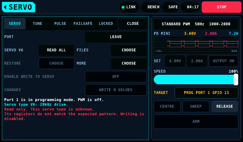 A servo of unknown layout: read only