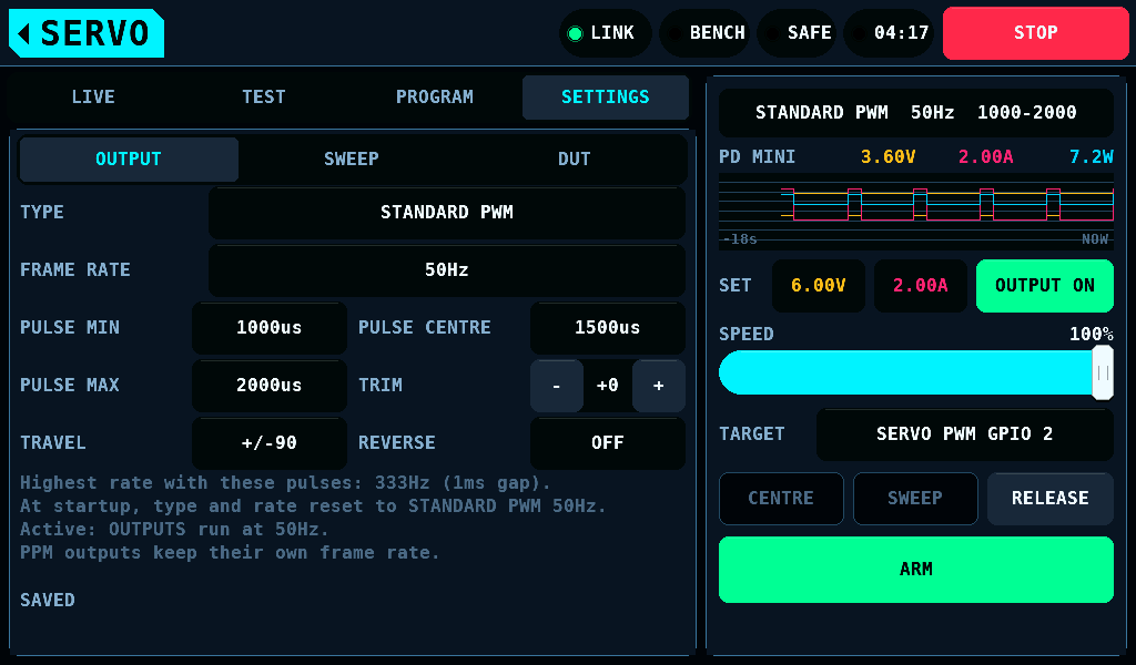 The OUTPUT page